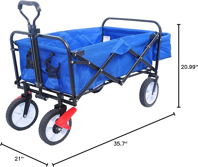 Folding cart That Does not Need to be Assembled Station Wagon, Grocery cart (Blue Colour Big cart)