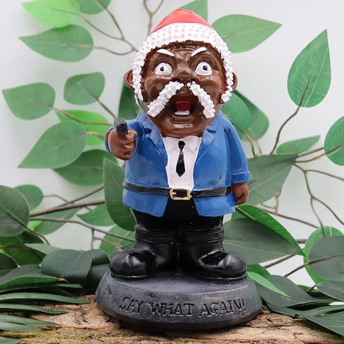 Dnoifne Military Garden Gnomes, Say What Again! Funny War Gnome, Resin Army Soldier Sculpture, Dwarf Gangster Statue, Novelty Ornament for Indoor Outdoor Lawn Yard Decorations