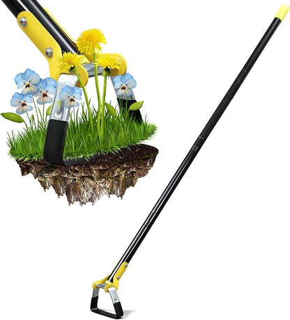 Hoe Garden Tool - Heavy Duty Hula Garden Hoe for Back-Saving Weeding,30-72 Inch Long Handle Stirrup Hoes for Weed Scraper,Scuffle Action Loop Hoe for Flower Beds,Yards,Raised Beds