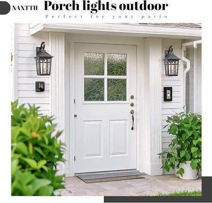 Porch Lights Outdoor Waterproof Exterior Lighting Fixtures 18 Inch Large Size Aluminum Outdoor Wall Lights with Water Ripple Glass E26 Socket