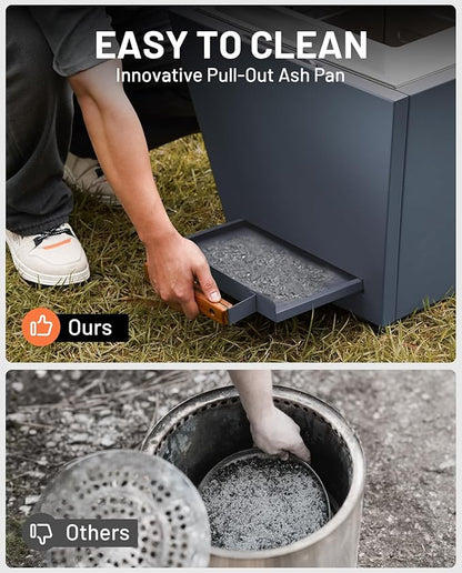 LEGACY HEATING Smokeless Fire Pit, Portable Outdoor Firepits 20 inch, Carry Handle for Backyard Patio Camping Bonfire, Stainless Steel, Ideal for 4-8 People, 32.19 lbs, Blue, Cyberpit One