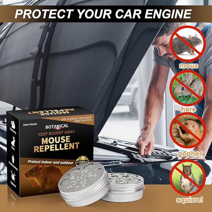 6 Pack Mouse Repellent with Peppermint Oil - Natural Rodent Deterrent for 24/7 Protection in House, Car, Garage & Attic,Human & Pet Safe