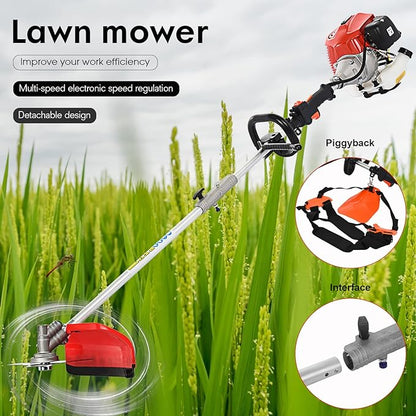Gas Weed Eater 6 in 1 Hedge Trimmer Grass Trimmer, 52cc 2 Cycle Weed Wacker with Anti-Slip Handle Brush Cutter Garden Tools Edger Lawn Tool Red