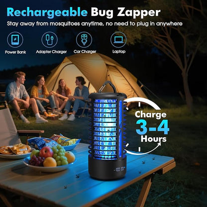 Rechargeable Bug Zapper （2 Pack）, Portable Electric Mosquito Killer for Indoor & Outdoor Fly Trap for Camping, Patio, Garden, Kitchen, and Porch (Black)