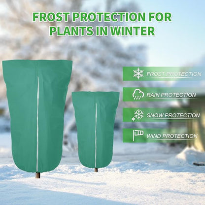 2 Pack 72"x47" Winter Plant Cover Freeze Protection, 3 oz/yd² Shrub Cover with Zipper Drawstring, Frost Cloth Blankets for Fruit Tree Potted Plants Garden Cold Weather Protector
