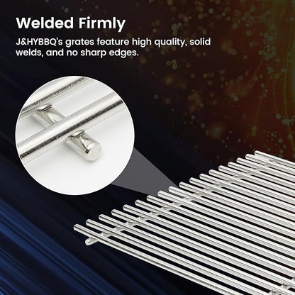 J&HYBBQ 18.75" Stainless Steel Grill Grates Replacement for Weber Genesis 300 Series Grills (2007-2016) – Heavy-Duty, Non-Stick, Easy-Clean Cooking Grates
