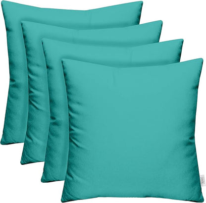 RSH DECOR: Sunbrella Square Throw Pillows Set of 4 | 17" x 17" | Water and Fade-Resistant Performance Fabric | Outdoor Pillow Covers with Down-Alternative Inserts | Canvas Aruba