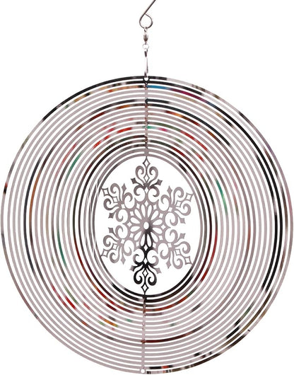 SPRING SONG Snowflake Kinetic Wind Spinner for Yard and Garden Mirrored Stainless Steel Spinner Indoor and Outdoor Hanging Decor Crafts Ornament Gifts Kinetic Art Yard Garden Hanging Wind Spinner