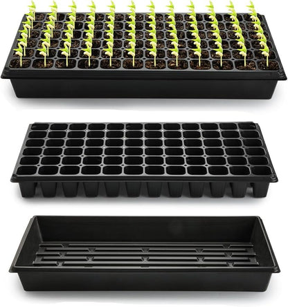 10 Pack 1020 Trays No Holes and 10 Pack 72 Cell Seed Starter Tray, 20" x 10" - Heavy Duty Reusable Plastic Seed Starter Kit for Microgreens, Seed Germination & Plant Propagation (10 Sets)