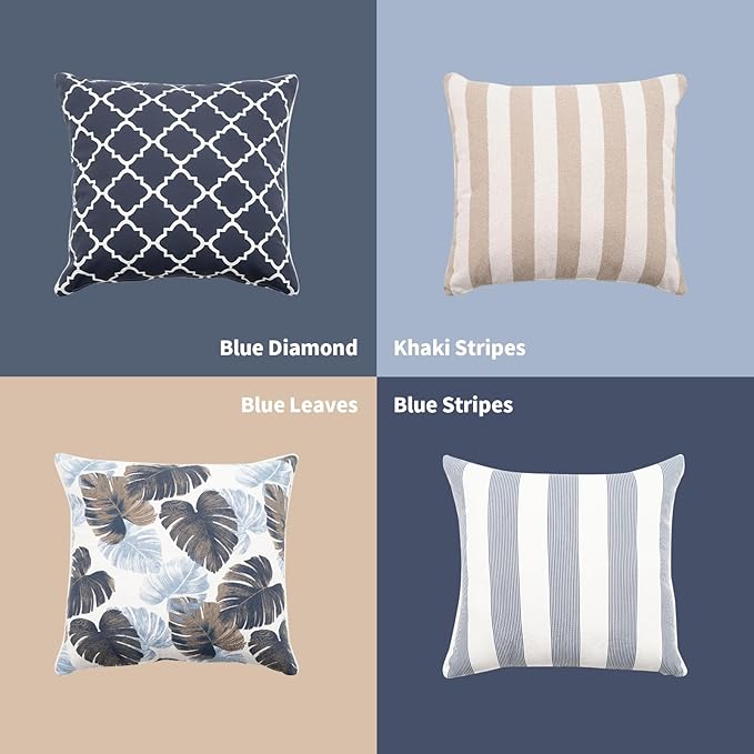 2 Pack Outdoor Throw Pillows 26x26 Inch Water-Resistant Decorative Pillow Cushions with Insert for Patio Garden Porch, Blue Diamond