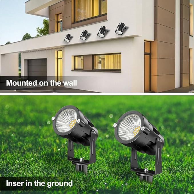 15W Low Voltage Landscape Lights, 12 Pack LED Landscape Lighting Outdoor 12V Warm White LED Landscape Light Waterproof Garden Pathway Lights Wall Tree Flag Spotlight with Spike Stand