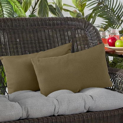 idee-home Outdoor Pillows with Inserts Included, Patio Outside Lumbar Pillows Waterproof Set of 2, 12 x 20 inch