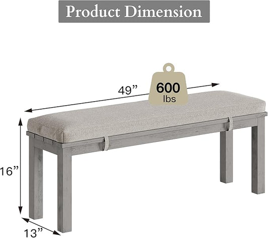 Outdoor Patio Bench, Metal Aluminum Outdoor Bench with Waterproof Cushions, Furniture Seating for Porch, Balcony, Deck, Backyard, Gray