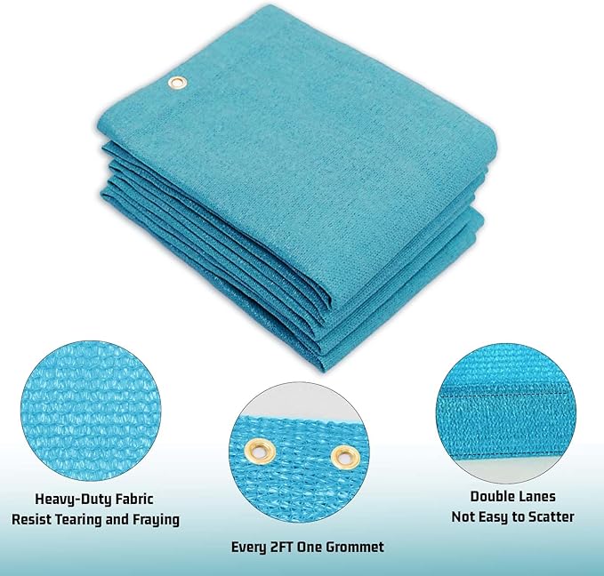 SUNNY GUARD Shade Cloth Custom Size 9x15 FT Sun Shade Screen Fabric Shade Cover Tarp with Grommets for Pergola Backyard Garden, Turquoise(We Customized)
