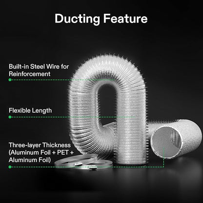 VIVOSUN 6 Inch 390 CFM Inline Fan with Speed Controller, 6 Inch Carbon Filter and 8 Feet of Ducting, Temperature Humidity Monitor for Grow Tent Ventilation