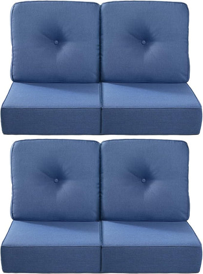 Luxury 22x24/22x25 6-Inch Outdoor Chair Cushions Set of 4 - Heavy Duty Water Repellent Comfortable Cushion for Patio Furniture Dining Gliding Rocking Chair Loveseat L-Shape Sofa - Navy Blue