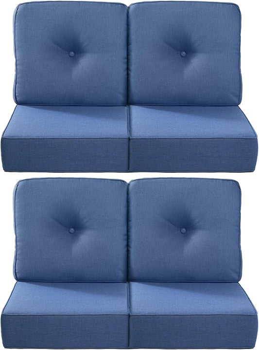 Luxury 22x24/22x25 6-Inch Outdoor Chair Cushions Set of 4 - Heavy Duty Water Repellent Comfortable Cushion for Patio Furniture Dining Gliding Rocking Chair Loveseat L-Shape Sofa - Navy Blue
