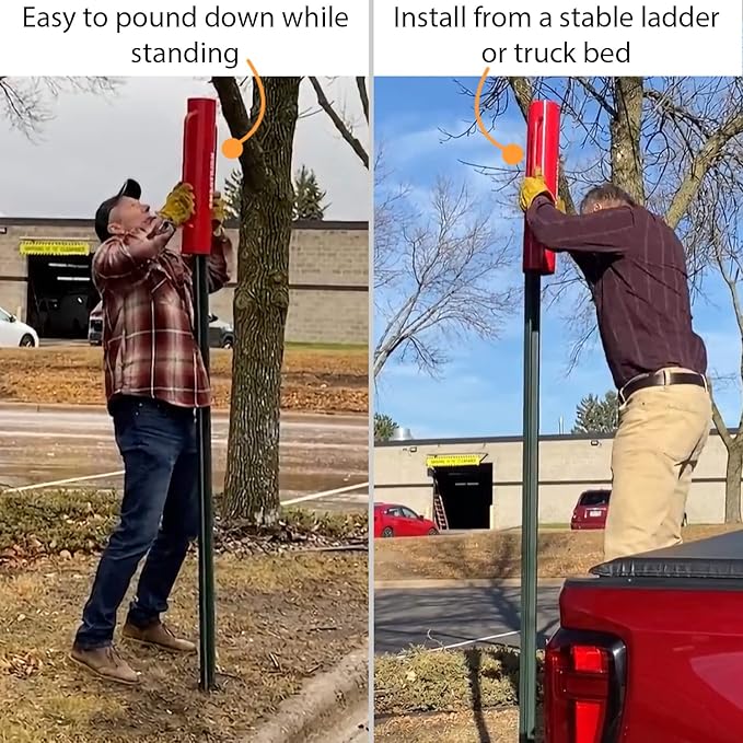 SmartSign Post Driver, Heavy Duty 22 lb Steel Post Pounder for Sign Posts/U-Channels/Fence Posts, Red