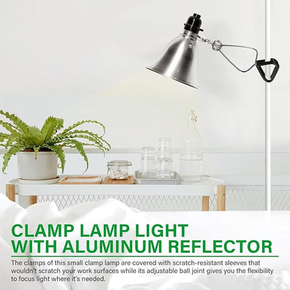 Simple Deluxe Clamp Lamp Light 60 Watt with 5.5 Inch Aluminum Reflector (no Bulb Included), 6 Feet Cord, 1 Pack, Black, New Version