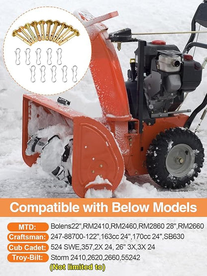 Biggun 10 Sets of Shear Pins & Cotter Pins for Snowblower - 738-04124 and 714-04040 Replacement Shear Pin Kits Compatible with MTD Craftsman Cub Cadet Troy Bilt Snowblowers