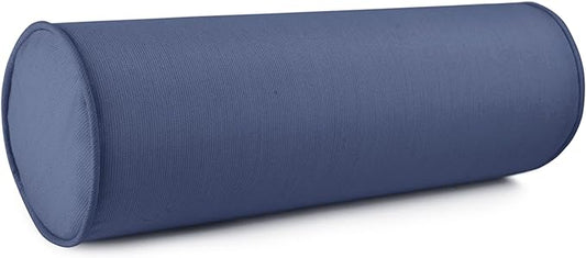 Austin Horn Classics Sunbrella Set of 2 Zippered Neck Bolster Pillow, Made with Sunbrella Fabric, Cylinder Pillows, for Couch & Bed, Decorative Round Throw Pillow, Back & Neck Support (Indigo)