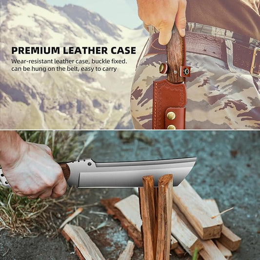 Machete with Sheath for Cutting Trees Heavy Duty, for Yard Work and for Bushcrafting Knife Sickle for Clearing Brush Garden Tools Construction Blade