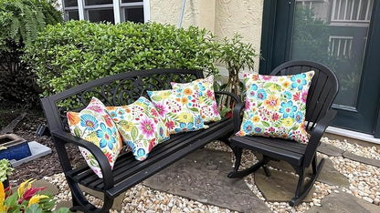 RSH DECOR: Square Throw Pillows Set of 4 | 17” x 17” | All-Weather Spun Fabric | Water and Fade-Resistant | Outdoor Accent Pillows for Patio Furniture | Gregoire Fresco - Made in USA