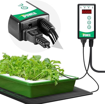 iPower 10" x 20.75" Waterproof Durable Seedling Heat Mat with Controller Warm Hydroponic Plant for Indoor Gardening Germination Starting