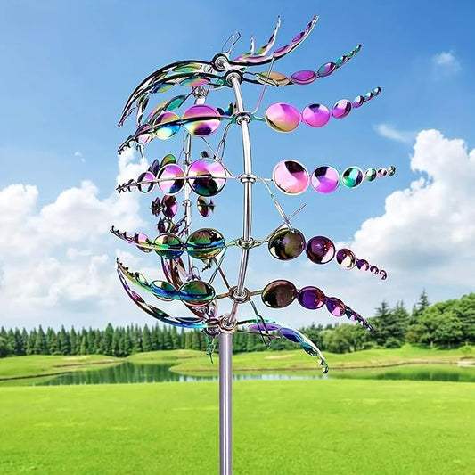 Generic Shirem Magical Metal Windmill, Kinetic Wind Sculptures & Spinners, 3D Wind Spinner, Kinetic Spinner, Enchanting Wind Spinner for Yard and Garden.