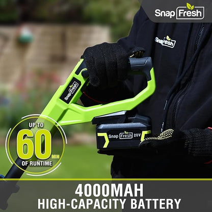 SnapFresh Cordless Tiller Cultivator, 20V Electric Garden Tiller with 4.0AH Battery and Fast Charger, 300 PRM Battery Powered Rototiller, 9" Width 6.6" Depth, 3 Speed Handheld Tiller with Steel Tines