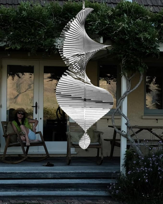 Wind Spinner for 15in Hanging Kinetic Yard Art Wind Sculpture,3D Wind Spinners Outdoor & Indoor Helix GardenDecor Christmas Ornaments.Hanging Wind Spinners Stainless Steel Metal Outdoor Garden Decor