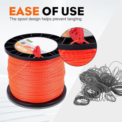 Hipa 095 Inch Trimmer Line,2.4mm/ 0.095" Weed Wacker Eater String, Commercial Grade Round Nylon String Trimmer Line Replacement for String Trimmer Weed Trimmer 3LB, Orange
