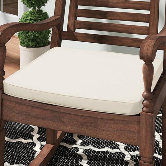 Magpie Fabrics Square Corner Seat Cushion, 18" x 18" x 2.5", 2 Pack, Indoor/Outdoor Waterproof Weather Resistant Universal Chair Pads for Patio Garden Dining - Cream Beige