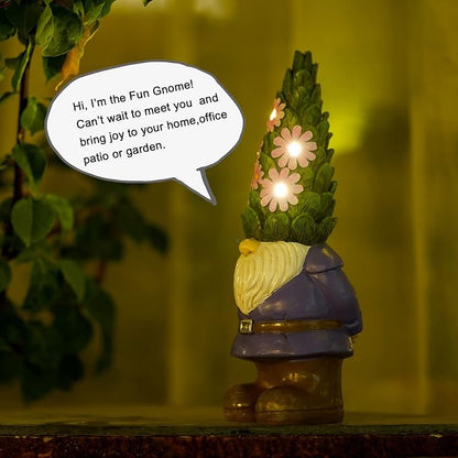 Nacome Garden Outdoor Statues Gnome with Succulent and 7 LED Lights - Lawn Decor for Patio, Balcony, Yard Ornament - Unique Housewarming Gifts
