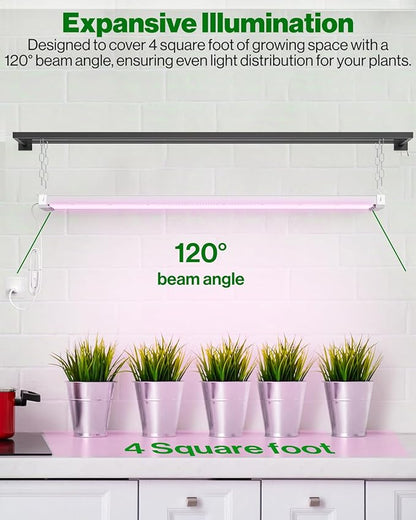 Sunco Grow Lights for Indoor Plants LED, 4FT Grow Light for Greenhouse, 80W, Full Spectrum, Integrated Suspended Fixture, Linkable, Plug in, for Seedlings, Vegetables, Flowers