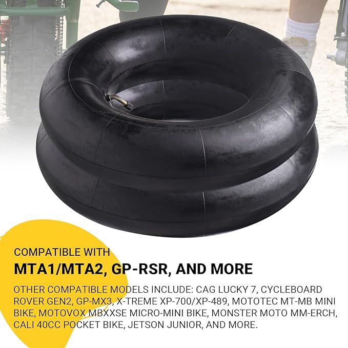 (2-Pack) Replacement Front or Rear Inner Tubes for 90/65-6.5” and 110/50-6.5” Mini Pocket Bike Tires - Fits Most 38cc, 47cc, and 49cc Mini Pocket Bikes - Compatible with MTA1/MTA2, GP-RSR, and More