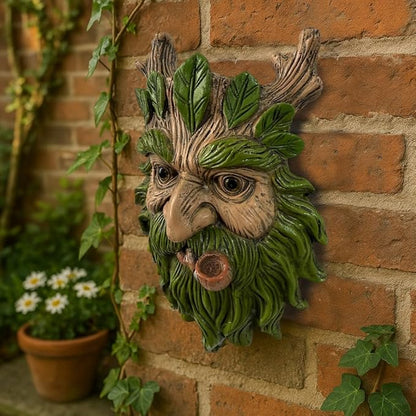Abia Jaeia Pipe Tree Face Sculpture, Funny Pipe Old Man Tree Hugger Statue, Indoor & Outdoor Creative Props for Garden and Home,9" x 7" x 2.4"