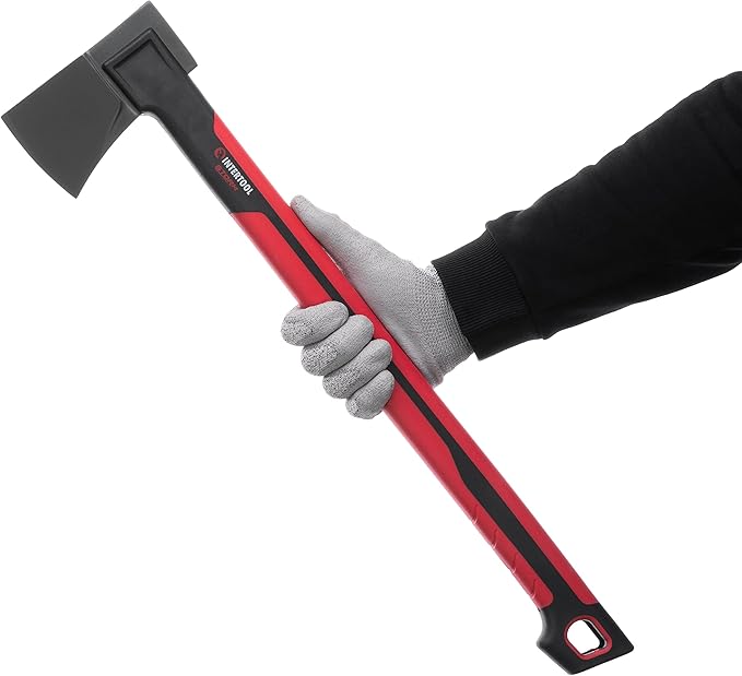 INTERTOOL 24” Mid-Size Scout Axe, Long Camp Hatchet, Splitting, Chopping, Felling, Kindling, Survival, Shock Absorbing MAX Grip Handle, Sheath, Storm HT08-0293