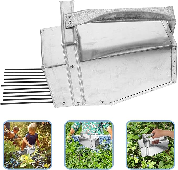 VOSAREA Berry Picker with Metal Comb and Handle Blueberry Picker Scoop Huckleberry Picking Rakes for Easier Berry Harvester