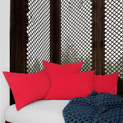 Covers & All Premium Rectangle ThrowPillow Inserts with Covers Set of 4, 16 x 24 Inches Red, Decorative Cushions for Couch Sofa Home Decor Office Travel UV Resistant Waterproof Soft Cushions Pillows