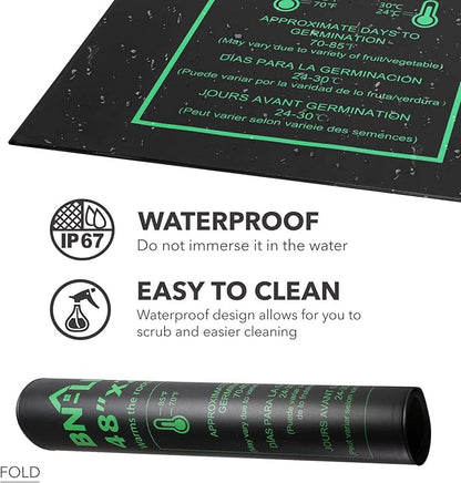 BN-LINK Seedling Heat Mat Warm Hydroponic Heating Pad Waterproof 48" x 20.75" for Seed Starting Greenhouse and Germination
