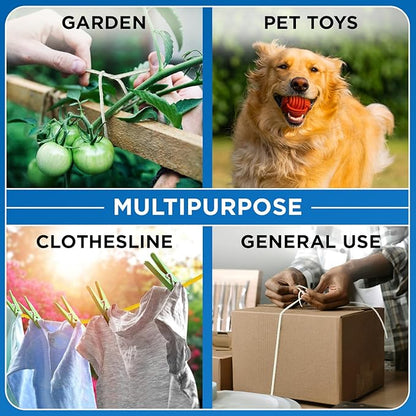 TECEUM 500lb Cotton Rope 3/16” (5 mm) – 50 FT | 100 FT – Strong All-Purpose Braided Rope – Natural Cotton – for Crafting, Сamping, Clothes Line, DIY, Indoor & Outdoor Use – Black