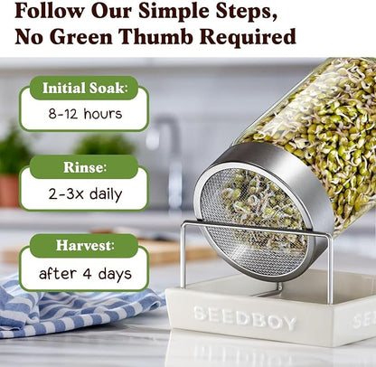 Seedboy Organic Non-GMO Mung Bean Seeds for Sprouting - Microgreens Sprouting Seeds - 8 oz Bag Makes 5 Quarts / 15 Servings (Mung Bean)