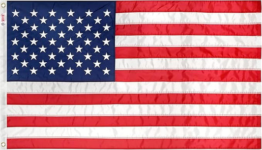Super Tough 4Ft x 6Ft American Flag - Heavy Duty Nylon USA Flag with Embroidered Stars and Sewn Stripes Suitable for Outdoors - Red/White/Blue