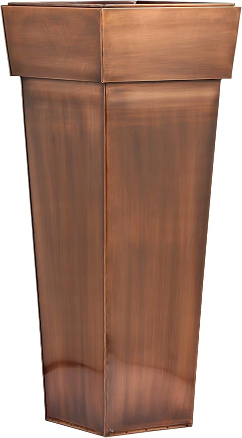 H Potter Tall Square Planter Stainless Steel with Antique Copper Finish Indoor and Outdoor Garden Pot Plant Box Holder for Succulent Flowers 36.5 Inches in Height