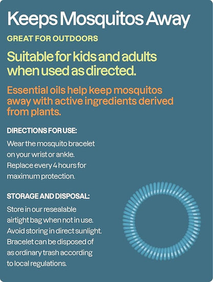 Cliganic 50 Pack Mosquito Repellent Bracelets for Adults & Kids - Natural DEET-Free Bands, Individually Wrapped