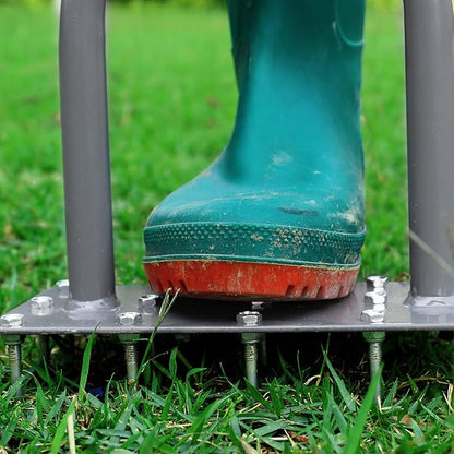 Walensee Lawn Aerator Spike Metal Manual Dethatching Soil Aerating Lawn with 15 Iron Spikes, Pre-Assembled Grass Aerator Tools for Yard, Lawn Aeration, Garden Tool, Revives Lawn Health, Patented