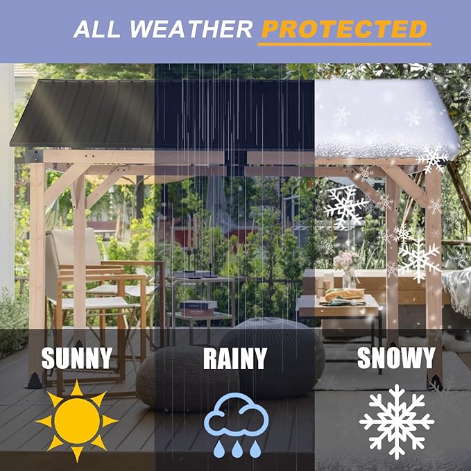 CHARMELEON Wood Gazebo 10x12 FT – Hardtop Metal Roof Patio Cedar Gazebo with Wood Frame for Outdoor– Gable Roof Pavilion para Patio, Backyard, Deck, Lawn and Garden