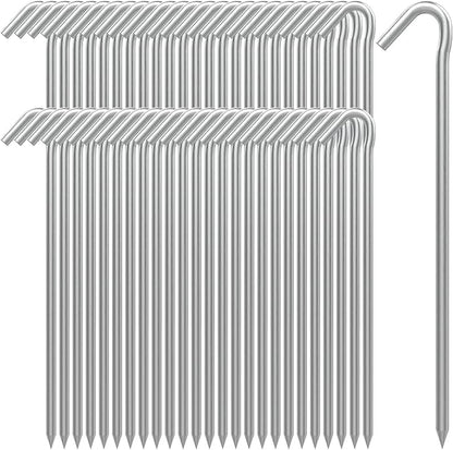 AAGUT Tent Stakes Heavy Duty Metal 9 Inch, 50 Pack Rust-Resistant Galvanized Steel Camping Stake Garden Edging Fence Hooks Yard Tent Pegs for Inflatable, Tarp, Outdoor Christmas Decorations