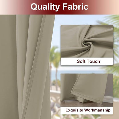 HolidayIdeas Grommet Outdoor Curtains for Patio Waterproof 8 Pcs All Weather Balcony Outside Curtains for Apartments, Gazebo, Pergolas, Porch, 54x120 Inch, Taupe